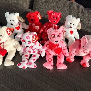 Ty Plush Bear Collection with Red and Pink Accents